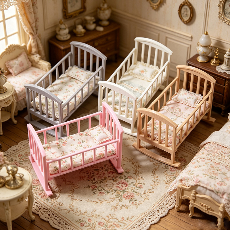 1:12 ドールハウス ミニベビーベッド ロッキングベッド  - Baby Nursery Furniture Sets のレビューと価格
