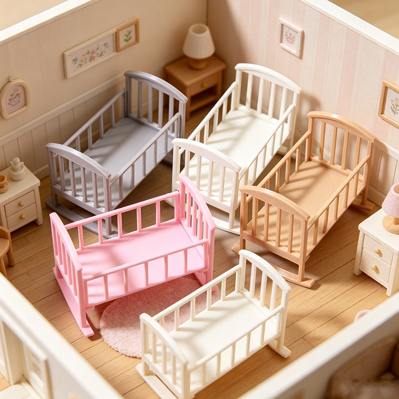 1:12 ドールハウス ミニベビーベッド ロッキングベッド  - Baby Nursery Furniture Sets のレビューと価格