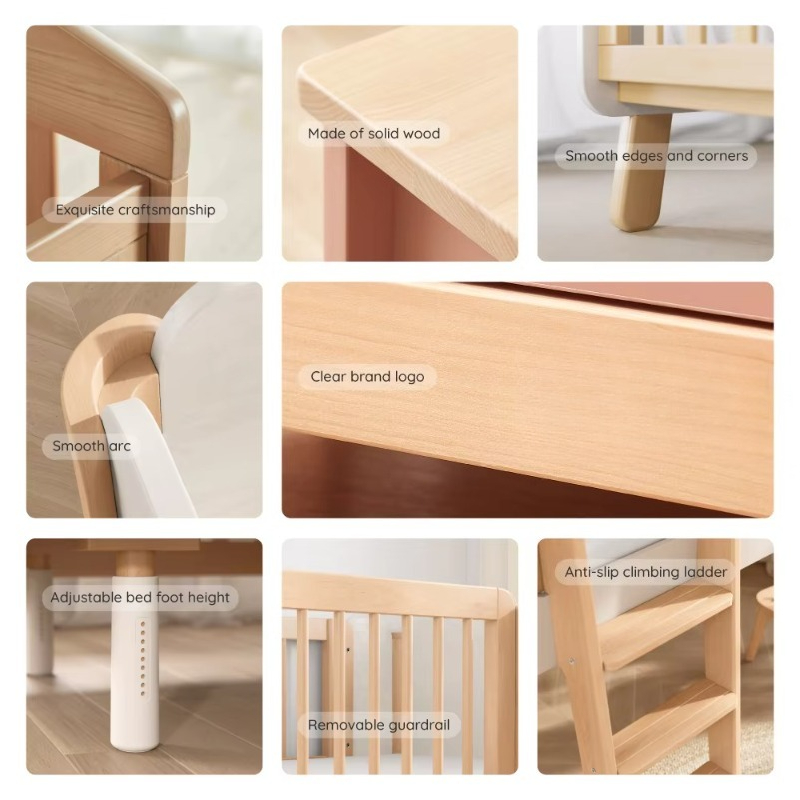 多機能ベビーベッドセット 変換式3in1木製楕円形ベビーベッ - Baby Nursery Furniture Sets のレビューと価格