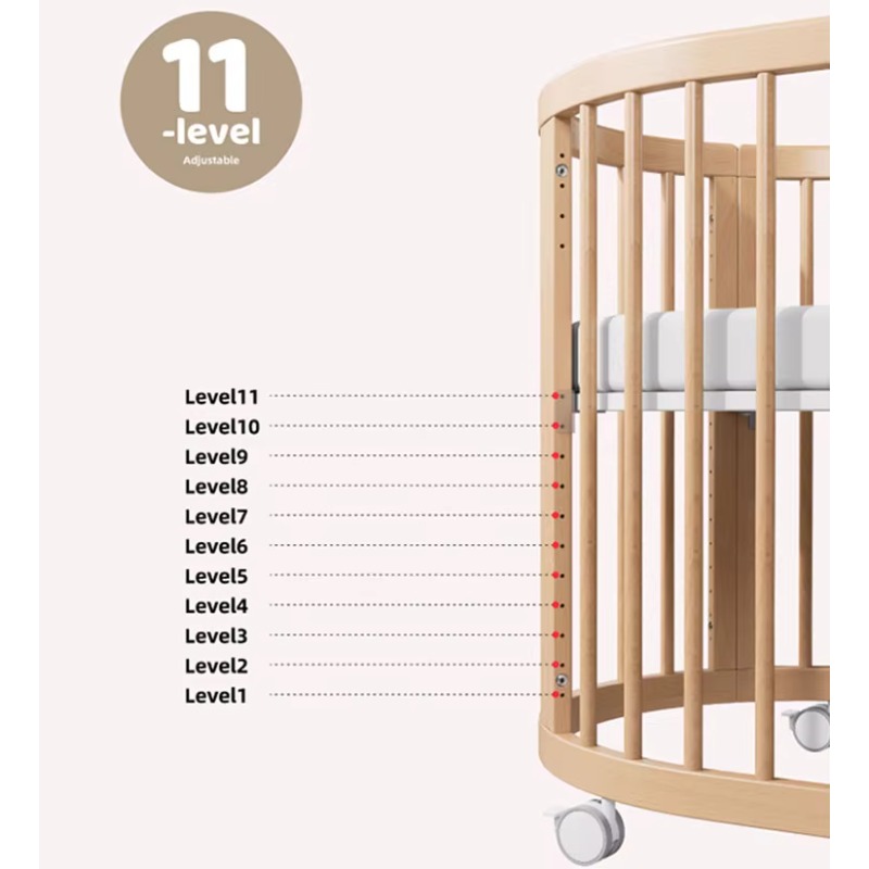 多機能ベビーベッドセット 変換式3in1木製楕円形ベビーベッ - Baby Nursery Furniture Sets のレビューと価格