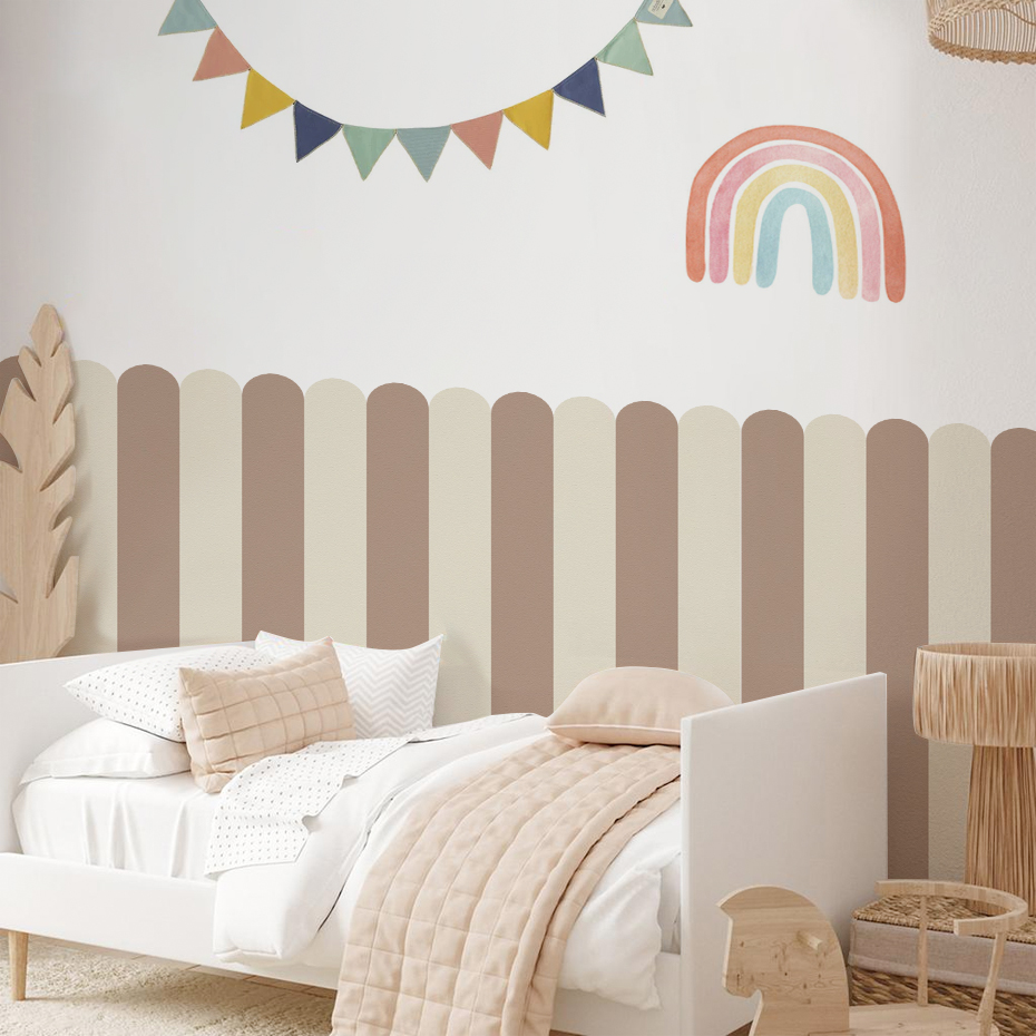マルチカラー縦ストライプアーク壁紙保育園子供壁アートキッズル - Baby Nursery Labels のレビューと価格