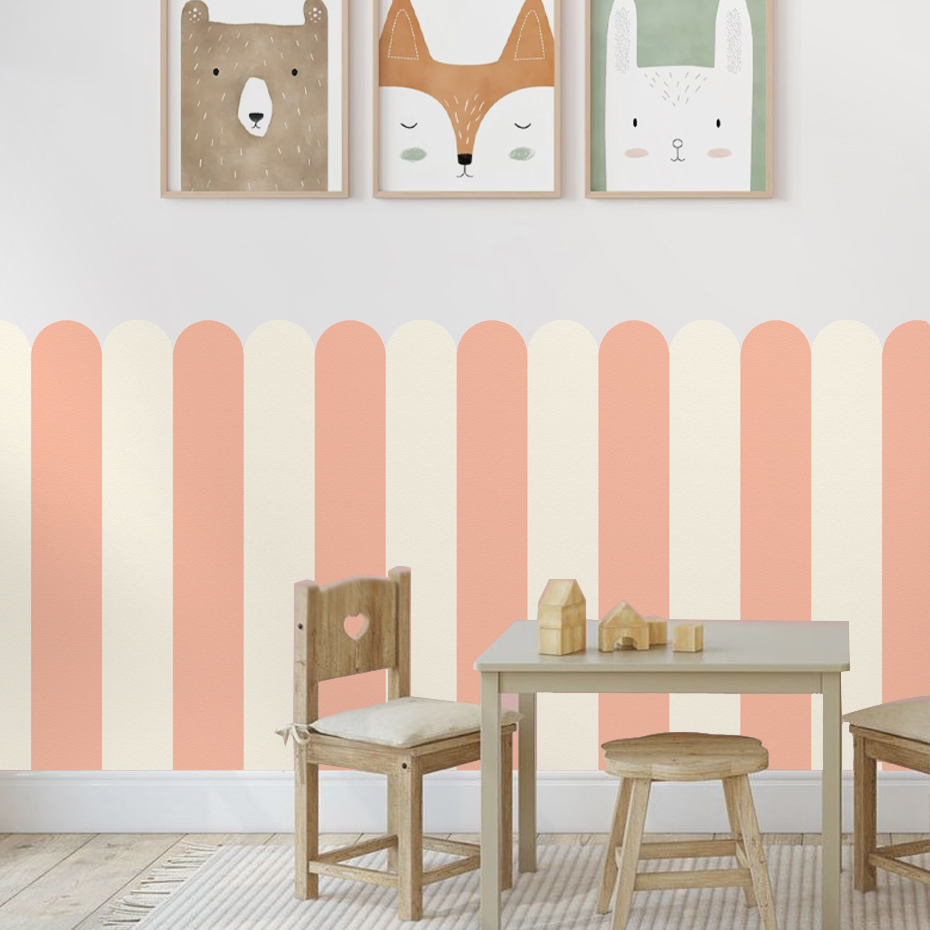 マルチカラー縦ストライプアーク壁紙保育園子供壁アートキッズル - Baby Nursery Labels のレビューと価格