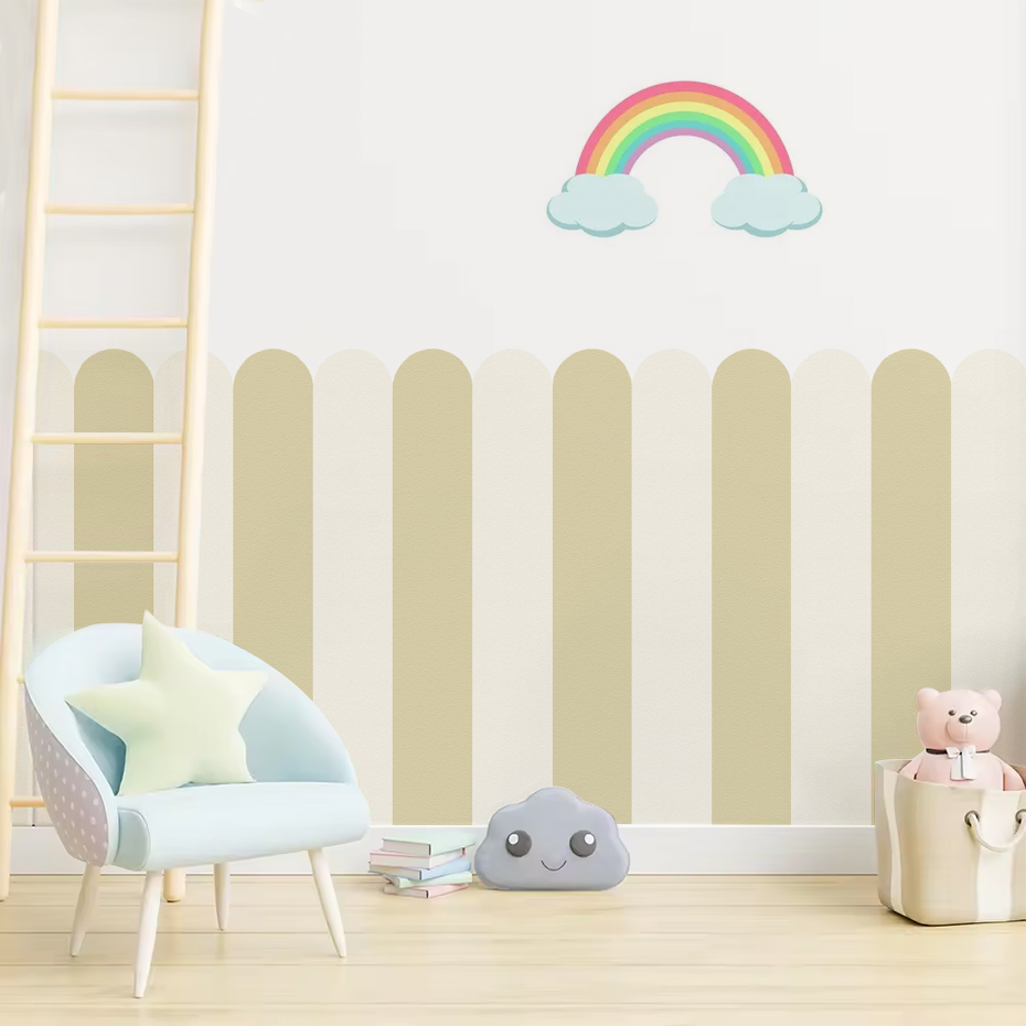マルチカラー縦ストライプアーク壁紙保育園子供壁アートキッズル - Baby Nursery Labels のレビューと価格
