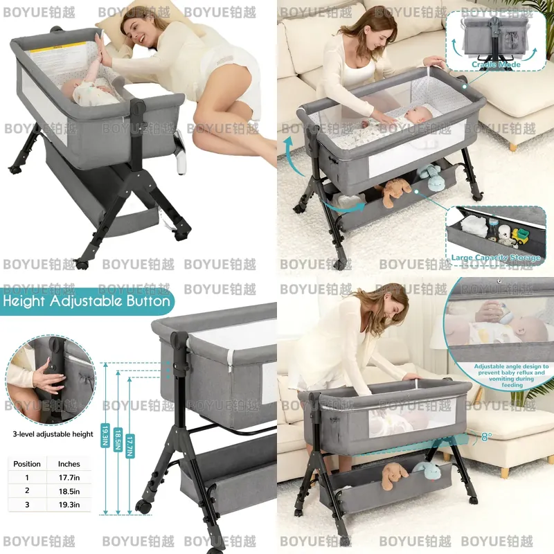 3 in 1ベビーベッド、ベッドサイドスリーパー、組み立て簡 - Bassinet Bedside Sleeper のレビューと価格