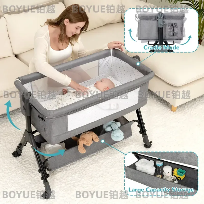 3 in 1ベビーベッド、ベッドサイドスリーパー、組み立て簡 - Bassinet Bedside Sleeper のレビューと価格