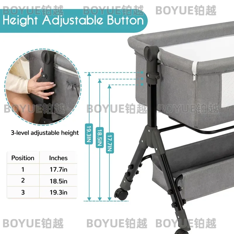 3 in 1ベビーベッド、ベッドサイドスリーパー、組み立て簡 - Bassinet Bedside Sleeper のレビューと価格