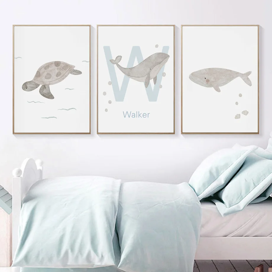 子供部屋,ポスター,写真,壁アート,海の動物,クジラ,タコ, - Baby Nursery Ocean のレビューと価格